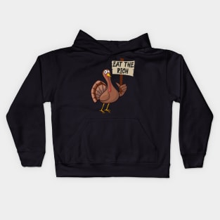 Eat The Rich Funny Turkey Thanksgiving Kids Hoodie